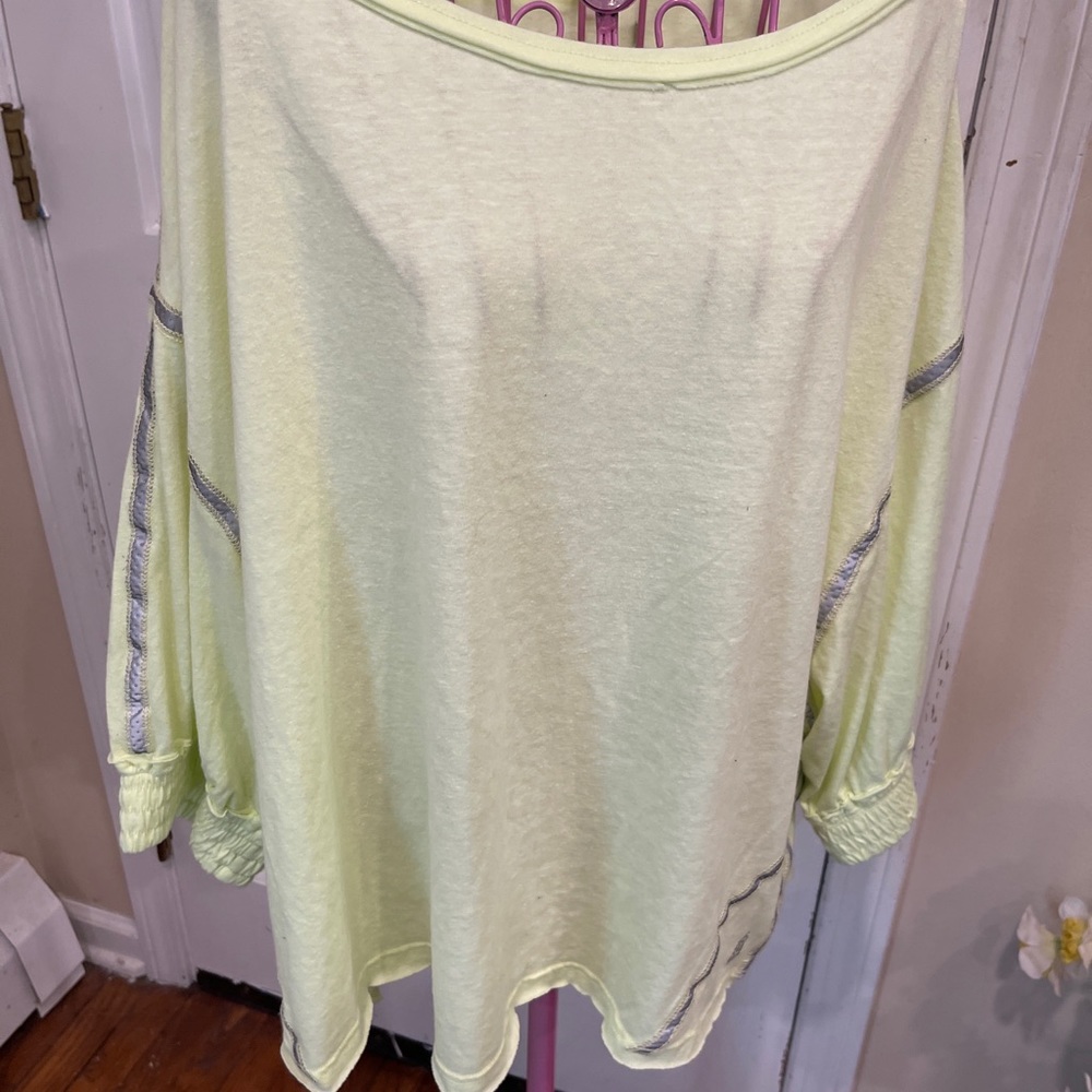 Free People Movement Neon Yellow Oversized 3/4 Sleeves Tee: M